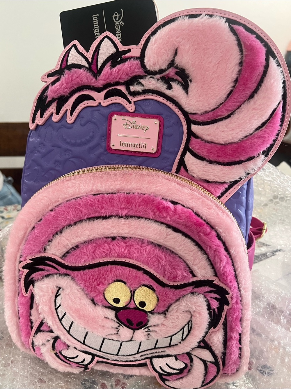 Loungefly Cheshire Cat Kids Backpack - Pink, Purple & Yellow